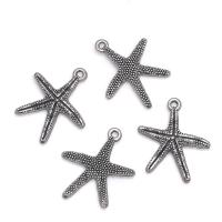 Sinc Alloy Pendants Ainmhithe, Starfish, dath airgid antique plátáilte, unisex, nicil, luaidhe & caidmiam saor in aisce, 22x24mm, Thart 100ríomhairí pearsanta/Mála, Díolta De réir Mála