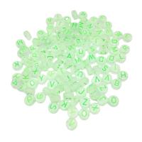 Pérolas de acrílicas foscas, acrilico, Letra do Alfabeto, DIY & esmalte & fosco, verde, 4x7mm, Buraco:Aprox 1.5mm, 100PCs/Bag, vendido por Bag