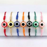 Bracelet Evil Eye bijoux, cordon de polyester, avec résine & laiton, Mauvais œil, Plaqué or 18K, pour femme, plus de couleurs à choisir, Longueur 7.1 pouce, Vendu par PC