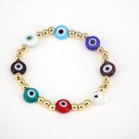 Evil Eye smykker armbånd, Messing, med Lampwork, 18K forgyldt, for kvinde, flere farver til valg, nikkel, bly & cadmium fri, 55mm, Solgt af PC