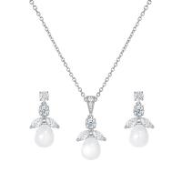 Micro zirconi Pave ottone Jewelry Set, Orecchino a bottone & Collana, with 2inch extender chain, 2 pezzi & Micro spianare cubic zirconia & per la donna, nessuno, assenza di nichel,piombo&cadmio, 11mm,24mm, Lunghezza Appross. 16.5 pollice, Venduto da set