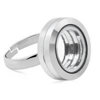 304 acciaio inox Anello Locket, with vetro, lucidato a mano, gioielli di moda & unisex, colore originale, 20mm,19.85*17.5mm, Venduto da PC