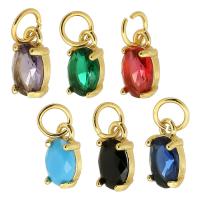 Pendentifs en laiton zircon cubique (CZ), avec zircon cubique, Placage de couleur d'or, DIY, plus de couleurs à choisir, protéger l'environnement, sans nickel, plomb et cadmium, 5x10x3.50mm, Trou:Environ 3mm, Vendu par PC