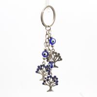 Key Chain, Zinc Alloy, med Lampwork, platineret, Micro Pave cubic zirconia, blå, 130mm, Solgt af PC