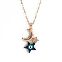 Evil Eye Schmuck Halskette, Titanstahl, goldfarben plattiert, verschiedene Stile für Wahl & für Frau & Emaille, Goldfarbe, 430mm, verkauft von PC