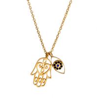 Collier Evil Eye bijoux, Acier titane, avec verre, Placage de couleur d'or, styles différents pour le choix & pour femme, Or, 440mm, Vendu par PC