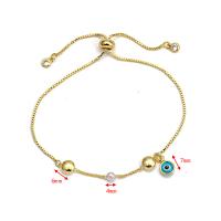 Evil Eye sieraden Armband, Messing, gold plated, Verstelbare & verschillende stijlen voor de keuze & voor vrouw & glazuur, goud, Verkocht door PC