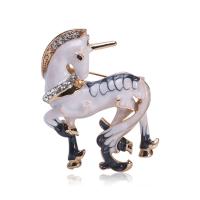 Glazuur broche, Zinc Alloy, Eenhoorn, voor vrouw & met strass, meer kleuren voor de keuze, 41x30mm, Verkocht door PC