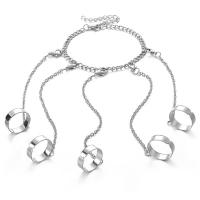 Gotisk armbånd ring, Zinc Alloy, med 1.96inch extender kæde, platin farve forgyldt, punk stil & Unisex & justerbar, nikkel, bly & cadmium fri, Størrelse:6-9, Længde Ca. 7 inch, Solgt af PC