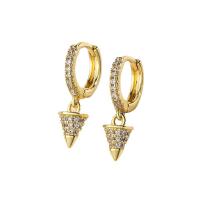 Cubic Zirconia Micro Pave Brass Earring 18K gold plated micro pave cubic zirconia & for woman Sold By Pair