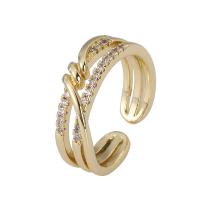 Kubieke Circonia Micro Pave Brass Ring, Messing, 18K verguld, Verstelbare & micro pave zirconia & voor vrouw, Verkocht door PC