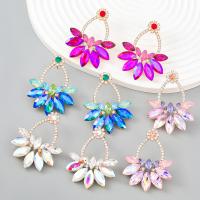 Rhinestone Earring Zinc Alloy gold color plated fashion jewelry & for woman & with rhinestone Sold By Pair