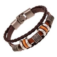 PU cavo bracciali, corda in pelle di vitello, with PU & legno & plastica rivestito in rame & lega in zinco, lavorare a maglia, tre strati & gioielli di moda & unisex, nessuno, 200x10mm, Venduto da PC