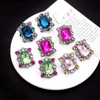 Rhinestone Ørering, Zinc Alloy, mode smykker & for kvinde & med glas rhinestone, flere farver til valg, 40x30mm, Solgt af par