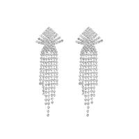 Fashion Fringe Oorbellen, Zinc Alloy, mode sieraden & voor vrouw & met strass, meer kleuren voor de keuze, 80x25mm, Verkocht door pair