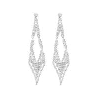 Zinc Alloy Drop Earrings fashion jewelry & for woman & with rhinestone Sold By Pair