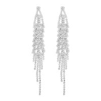 Fashion Fringe Earrings Zinc Alloy fashion jewelry & for woman & with rhinestone Sold By Pair