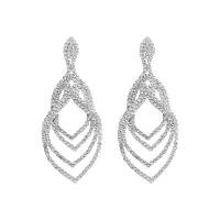 Zinc Alloy Drop Earrings fashion jewelry & for woman & with rhinestone Sold By Pair