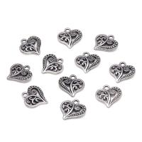 Pendentifs coeur en alliage de zinc, Plaqué de couleur d'argent, unisexe & creux, protéger l'environnement, sans nickel, plomb et cadmium, 14x14mm, Environ 100PC/sac, Vendu par sac