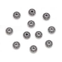 Zinklegierung Zwischenperlen, flache Runde, antik silberfarben plattiert, DIY, frei von Nickel, Blei & Kadmium, 8x4.50mm, ca. 100PCs/Tasche, verkauft von Tasche