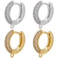 Brass Huggie Hoop Earring Finding plated DIY & micro pave cubic zirconia nickel lead & cadmium free Sold By Pair