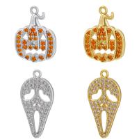 Cubique Pendentif en laiton zircon pavent, Placage, Halloween Design & DIY & styles différents pour le choix & pavé de micro zircon, plus de couleurs à choisir, protéger l'environnement, sans nickel, plomb et cadmium, 10PC/sac, Vendu par sac