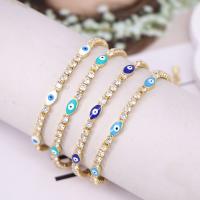 Bracelet Evil Eye bijoux, laiton, avec 1.97 chaînes de rallonge, Mauvais œil, Placage de couleur d'or, pavé de micro zircon & pour femme & émail, plus de couleurs à choisir, protéger l'environnement, sans nickel, plomb et cadmium, Longueur 6.69 pouce, Vendu par PC