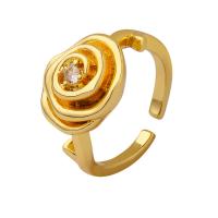 Titanium ringen, Messing, Rose, gold plated, micro pave zirconia & voor vrouw, gouden, nikkel, lood en cadmium vrij, 12mm, Verkocht door PC