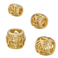 Perline in ottone Zircone forno pavimenta Cilindrata, Rose, placcato, DIY & formato differente per scelta & Micro spianare cubic zirconia & cavo, nessuno, assenza di nichel,piombo&cadmio, 10PC/borsa, Venduto da borsa