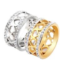 Rhinestone-Edelstahl -Finger-Ring, 304 Edelstahl, unisex & verschiedene Größen vorhanden & mit Strass, keine, verkauft von PC