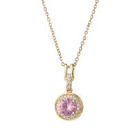 Cubic Zircon Micro Pave Brass Necklace gold color plated micro pave cubic zirconia & for woman Length Approx 17.7 Inch Sold By PC