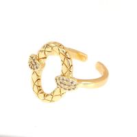 Kubieke Circonia Micro Pave Brass Ring, Messing, gold plated, Verstelbare & micro pave zirconia & voor vrouw, meer kleuren voor de keuze, Verkocht door PC