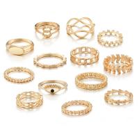 Zink Alloy Ring Set, guldfärg pläterade, för kvinna & ihålig, nickel, bly och kadmium gratis, Storlek:5-8, Säljs av Ställ