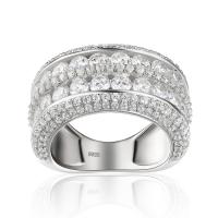 Kubieke Circonia Micro Pave Brass Ring, Messing, platinum plated, verschillende grootte voor keus & micro pave zirconia & voor vrouw, Verkocht door PC