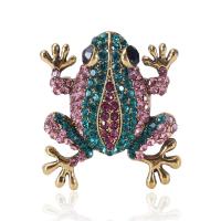 Broche de strass, alliage de zinc, grenouille, pour femme & avec strass, plus de couleurs à choisir, protéger l'environnement, sans nickel, plomb et cadmium, 40x39mm, Vendu par PC