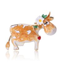 Enamel Brooch Zinc Alloy Cow for woman nickel lead & cadmium free Sold By PC