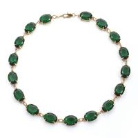 Messing halskettingen, gold plated, mode sieraden & voor vrouw & met zirkonia, groen, 8mm, Per verkocht 37-39 cm Strand