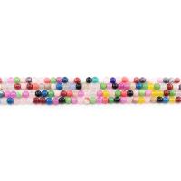 Färgat Marmor Bead, Rund, polerad, DIY, blandade färger, 4mm, Ca 90PC/Strand, Säljs av Strand