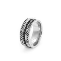 Acier titane bague, normes différentes pour le choix & pour homme & avec strass, argent, 10x2.30x20mm, Vendu par PC