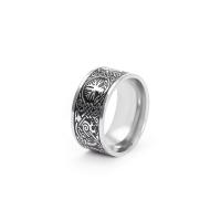 Acier titane bague, vernis au four, bijoux de mode & normes différentes pour le choix & pour homme, argent, 10mm, Vendu par PC