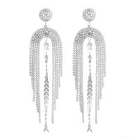 Fashion Fringe Oorbellen, Zinc Alloy, mode sieraden & micro pave zirconia & voor vrouw, nikkel, lood en cadmium vrij, 125x33mm, Verkocht door pair