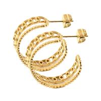 Titanium Steel  Earring 18K gold plated fashion jewelry & for woman golden Sold By Pair