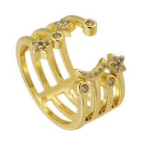 Cúbicos Circonia Micro Pave anillo de latón, metal, chapado en color dorado, Joyería & ajustable & micro arcilla de zirconia cúbica, dorado, libre de níquel, plomo & cadmio, 14mm, tamaño:6, Vendido por UD