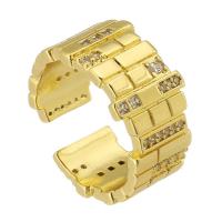 Kubieke Circonia Micro Pave Brass Ring, Messing, Letter C, gold plated, mode sieraden & verstelbaar & micro pave zirconia, gouden, nikkel, lood en cadmium vrij, 11mm, Maat:6, Verkocht door PC