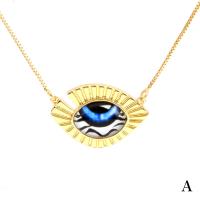 Collier Evil Eye bijoux, laiton, avec résine, œil, Placage de couleur d'or, pour femme, plus de couleurs à choisir, 25x17mm, Longueur Environ 19.68 pouce, Vendu par PC