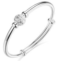 cuproníquel Brazalete, chapado en color de plata, Ajustable & para mujer, plateado, Vendido por UD