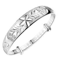 Cupronickel Bangle real silver plated Adjustable & for woman original color Sold By PC