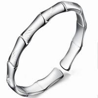 Cupronikkel Manchet Bangle, Bamboe, echte verzilverd, Verstelbare & voor vrouw, oorspronkelijke kleur, Verkocht door PC