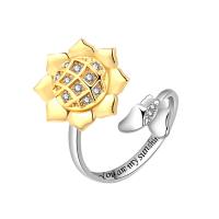 Kubieke Circonia Micro Pave Brass Ring, Messing, plated, Verstelbare & micro pave zirconia & voor vrouw, goud, 2pC's/Bag, Verkocht door Bag