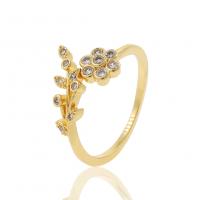 Cúbicos Circonia Micro Pave anillo de latón, metal, chapado en color dorado, Ajustable & micro arcilla de zirconia cúbica & para mujer, 21mm, Vendido por UD